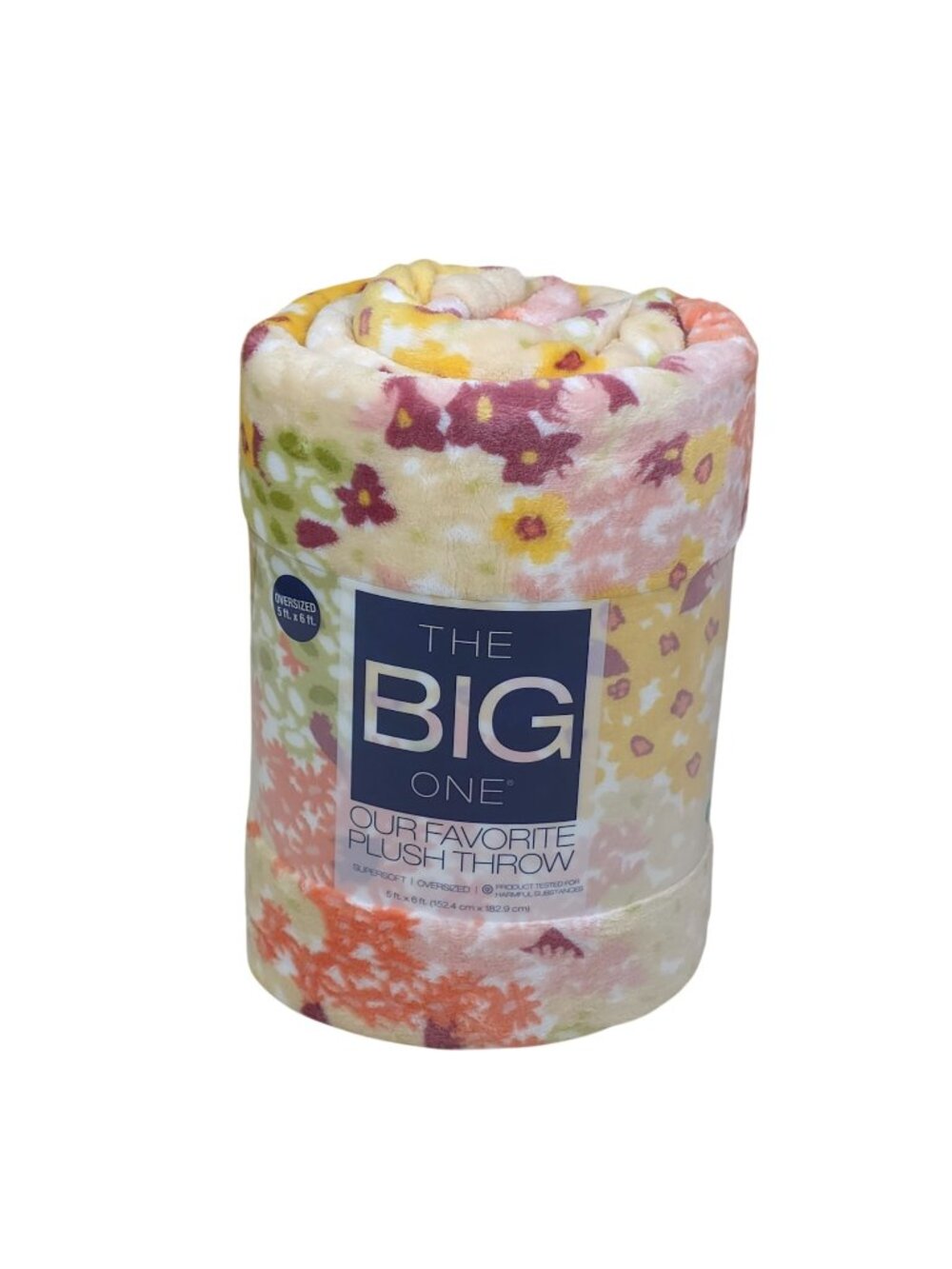 The Big One Oversized Floral Patch Plush Throw Blanket 5'x6' Fall Supersoft Cozy